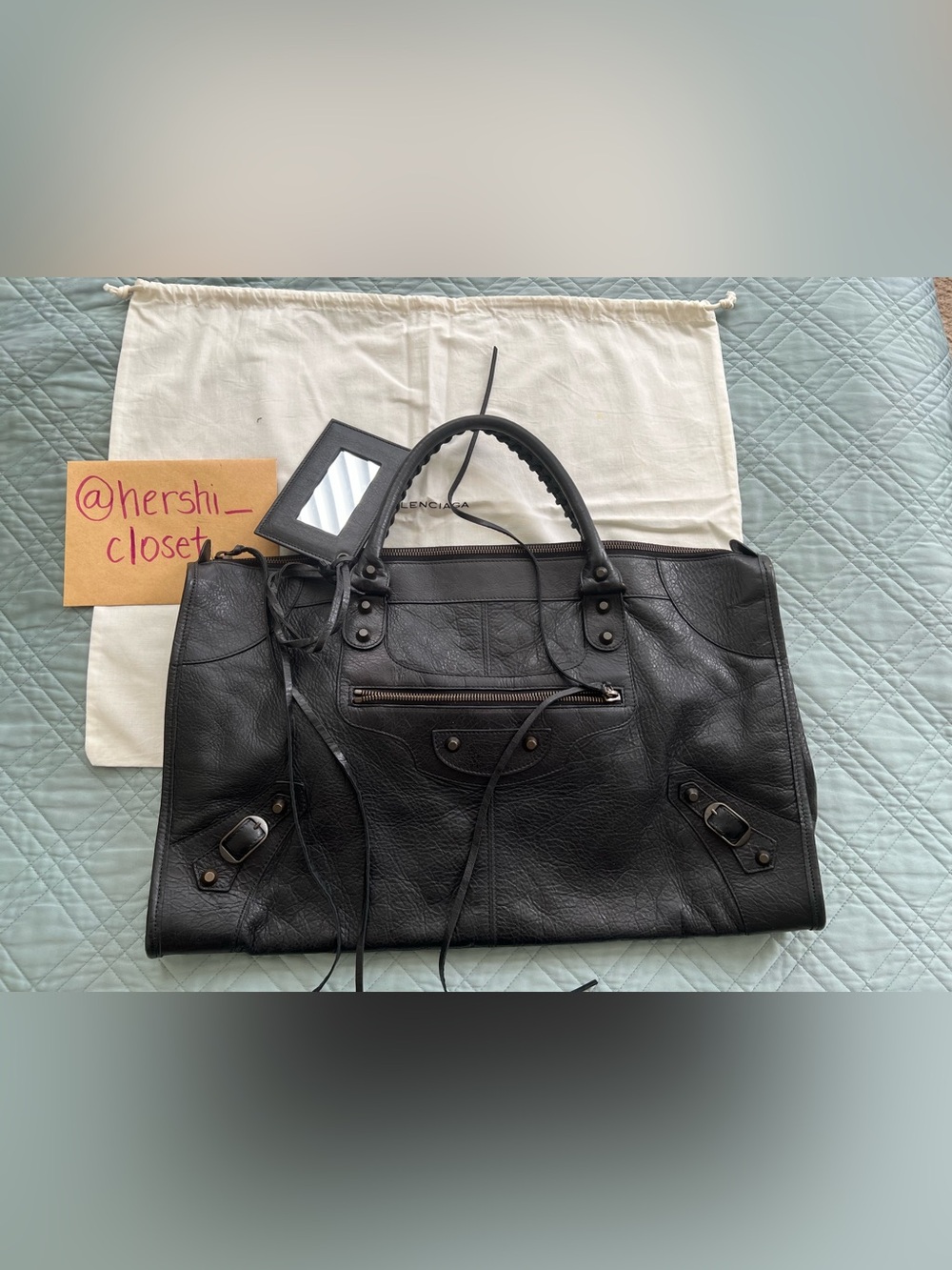 Authentic Vintage Balenciaga Work Bag Black Leather Y2K